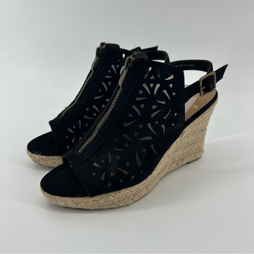 Report Espadrille Wedge Sandals Shoes Women’s 8.5 Black Peep Toe Platform Boho